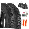 Pair of black fat bike tires with deep tread and wide 20x4.0 style profile
