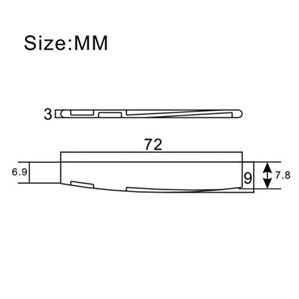 Acoustic guitar nut and saddle technical drawing with millimeter dimensions.