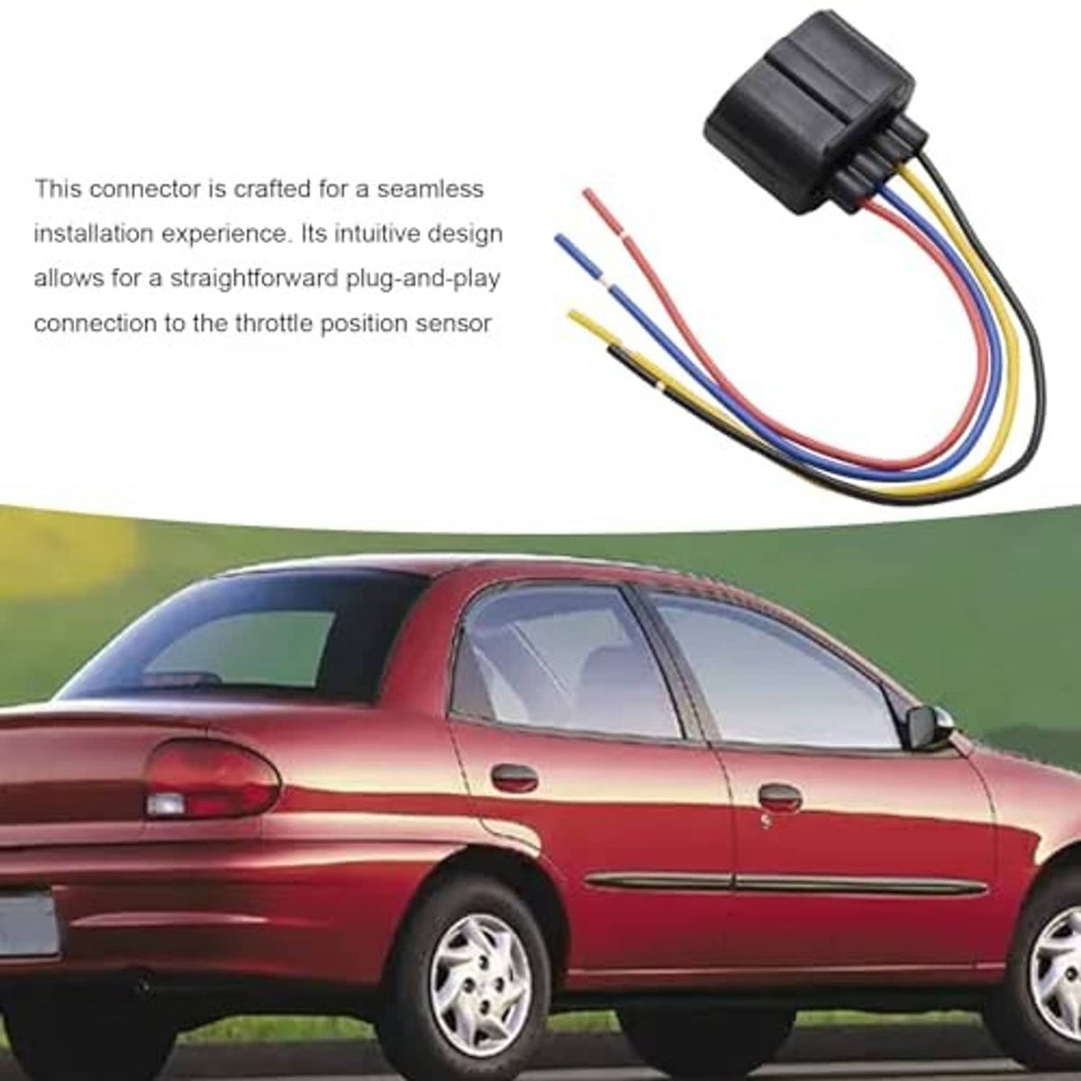 4-pin TPS wiring harness pigtail plug with multicolor leads for throttle sensor