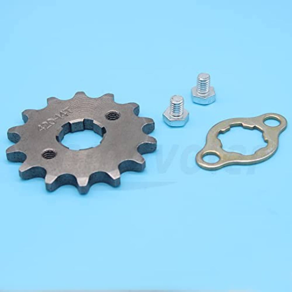 Front sprocket gear kit with mounting plate, two screws, and center hole