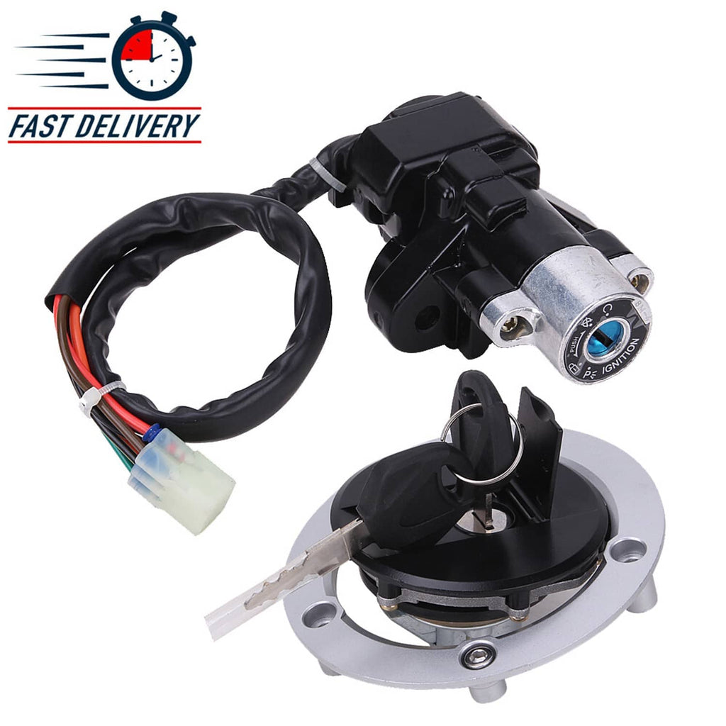 Ignition switch lock cylinder with wiring harness and two keys for fuel cap locking