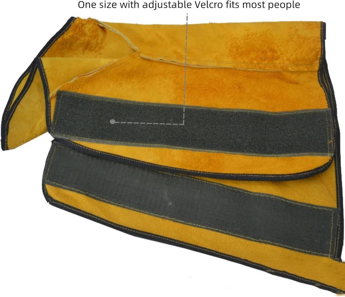 Leather welding shoes covers with adjustable Velcro, yellow with black trim