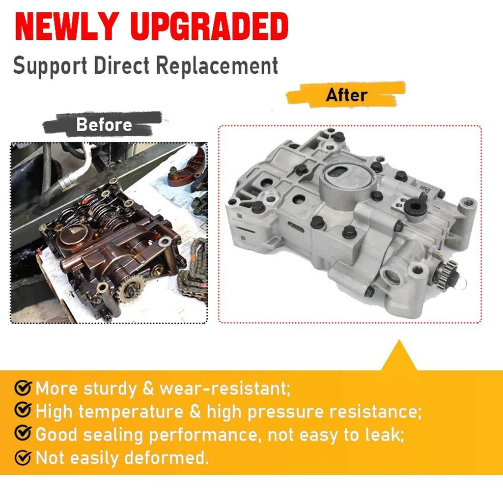 Silver oil pump replacement housing with mounting bolts and circular cover