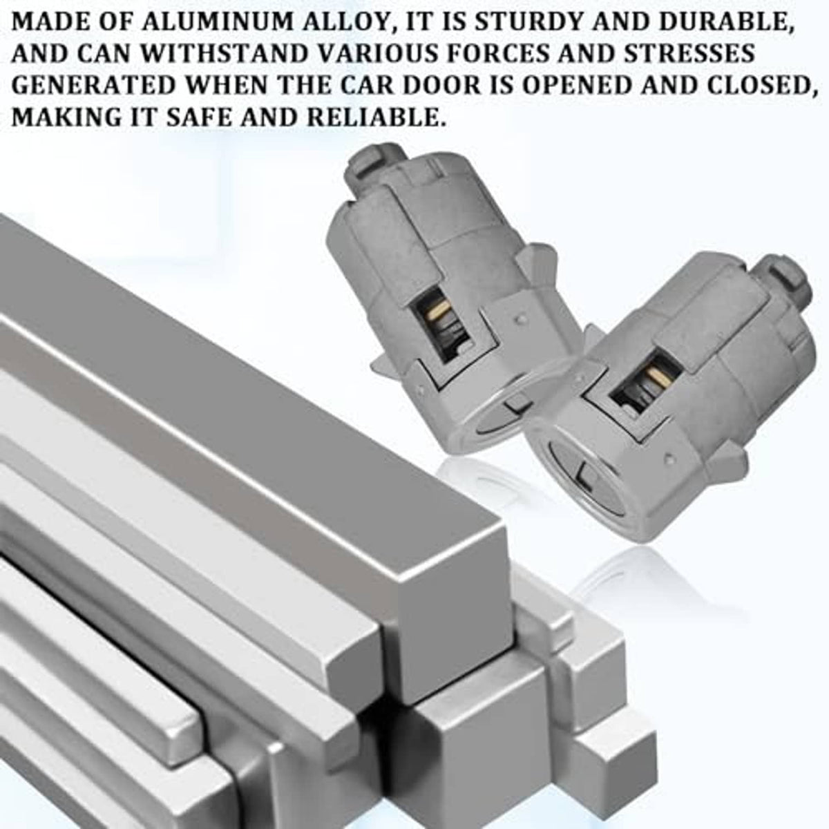 Silver car door lock cylinder set with two cylinders and mounting pieces