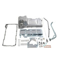Engine oil pan kit with aluminum pan, gaskets, hardware, and tubing pieces