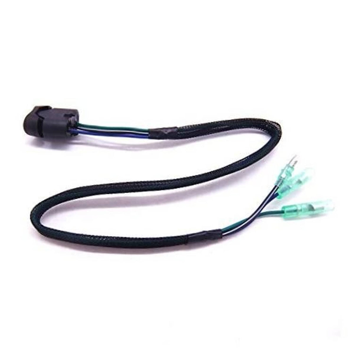 Boat power trim tilt switch with black control housing and green connector wires