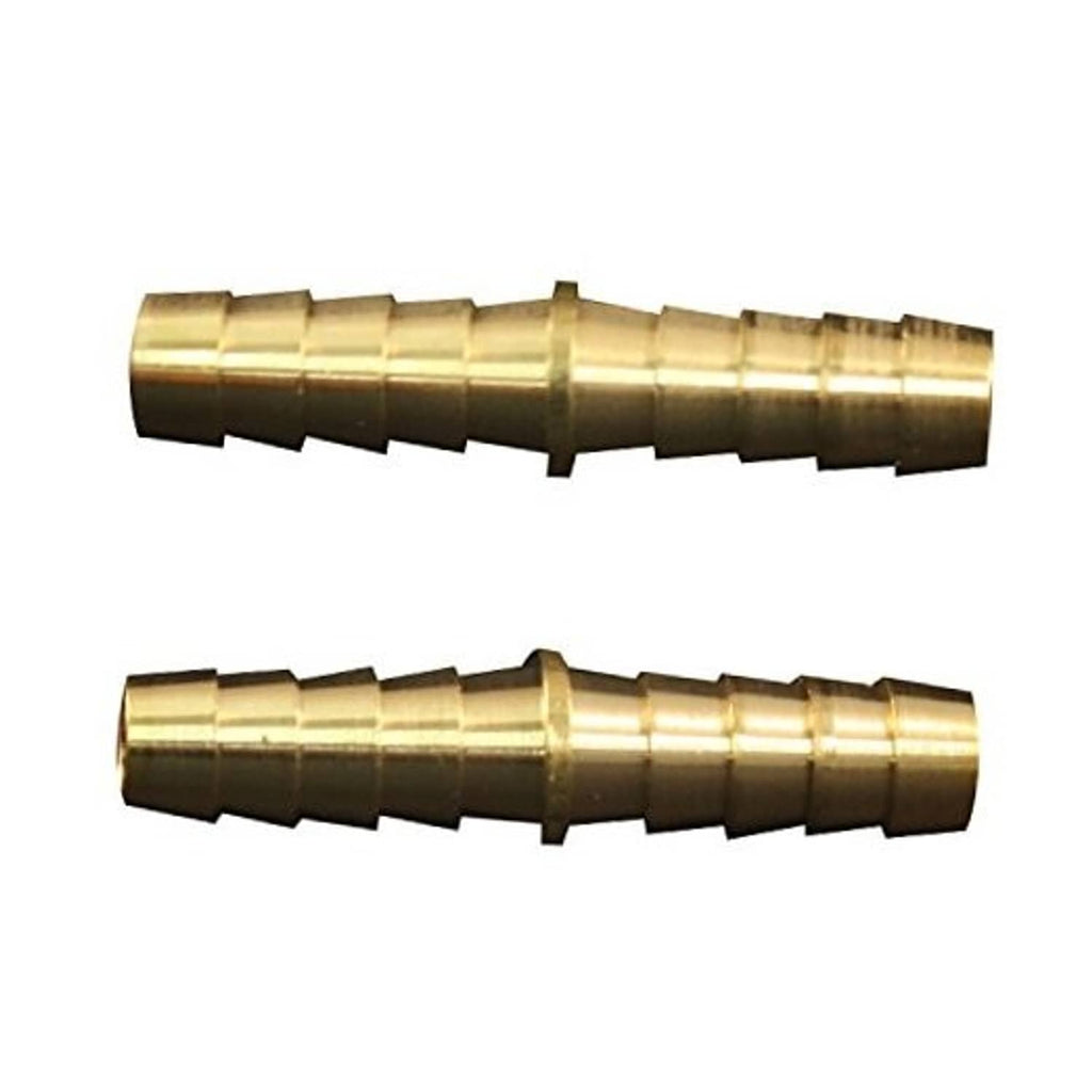 3/8 in brass hose mender fitting, pack of 2, threaded barbed coupling pieces