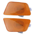 Pair of amber bumper side marker light lenses with mounting tabs and socket