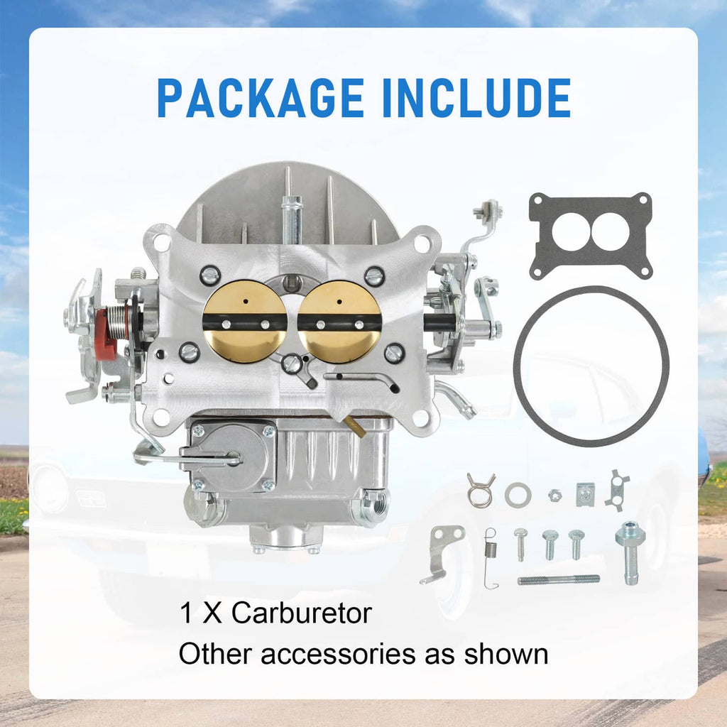 Carburetor kit with 2-barrel carburetor, gaskets, and included hardware parts