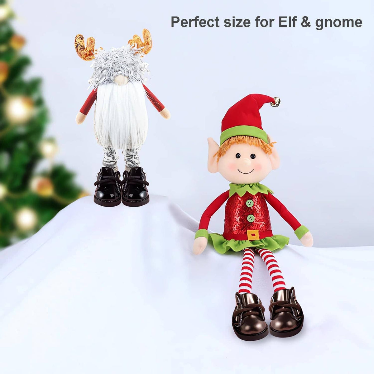 Black lace-up mini boots with chunky soles on elf-style doll