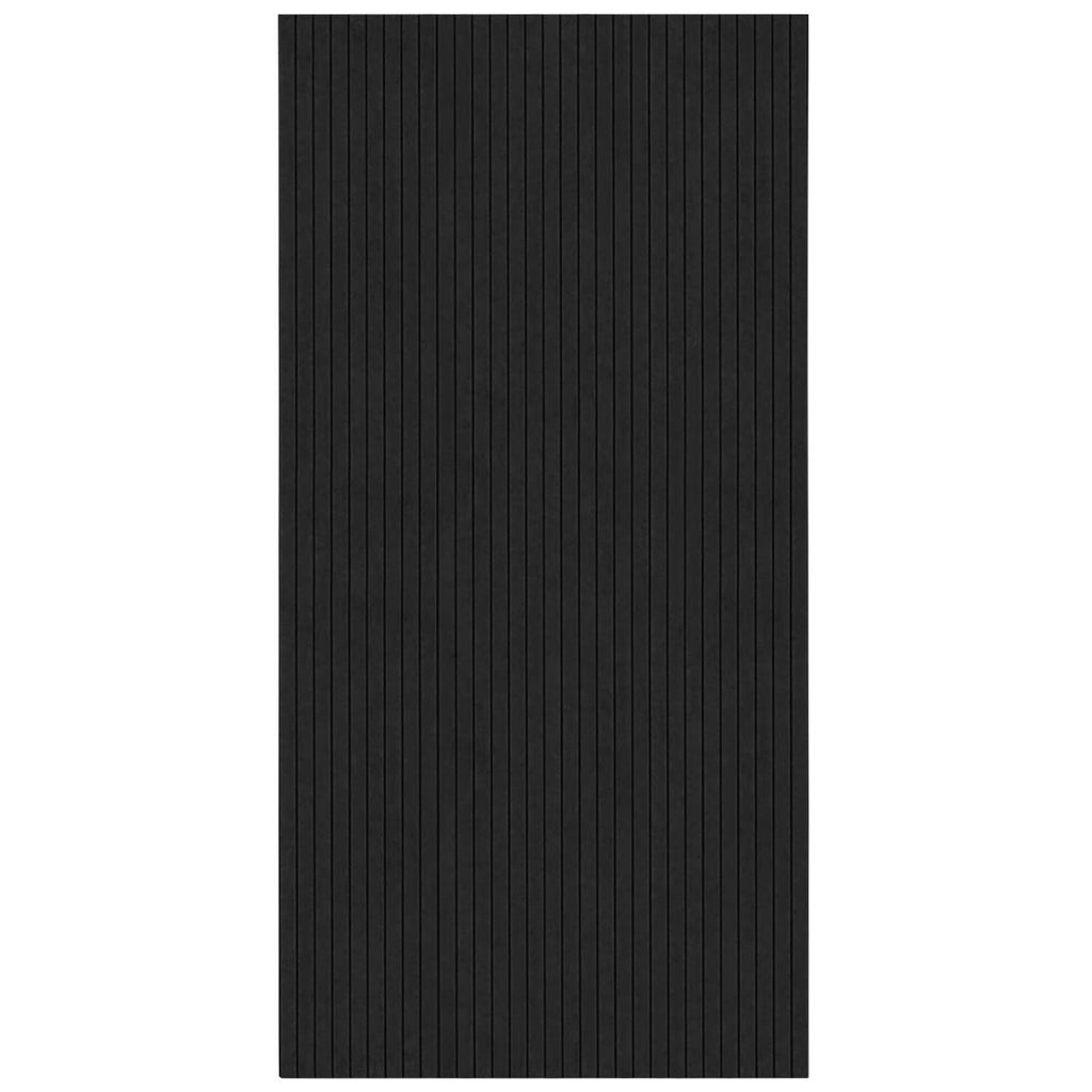 Black acoustic wall panel with vertical stripe texture, plain front view