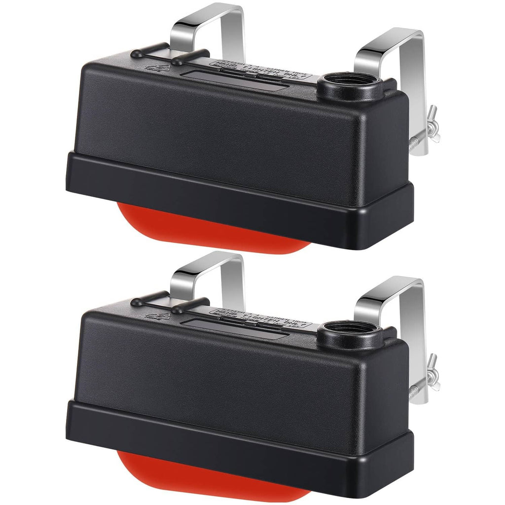 Black water tank float valve set with metal brackets and orange float components