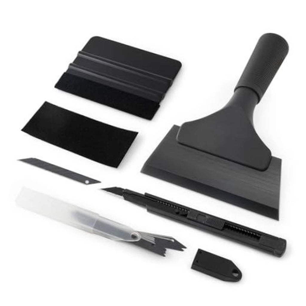 Black vinyl wrap squeegee tool set with felt edge and trimming blades