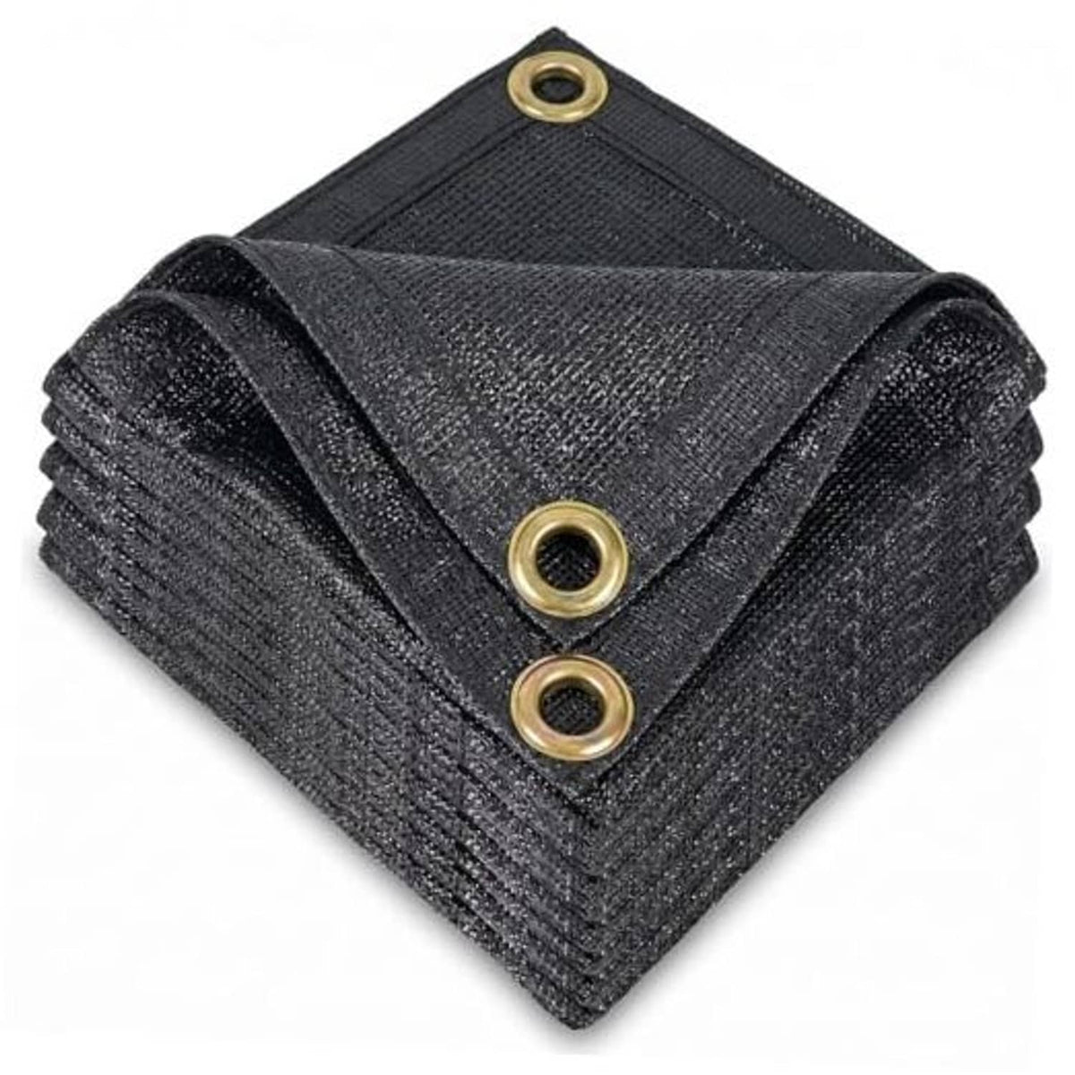 Black sun shade cloth tarp roll with brass grommets, mesh fabric