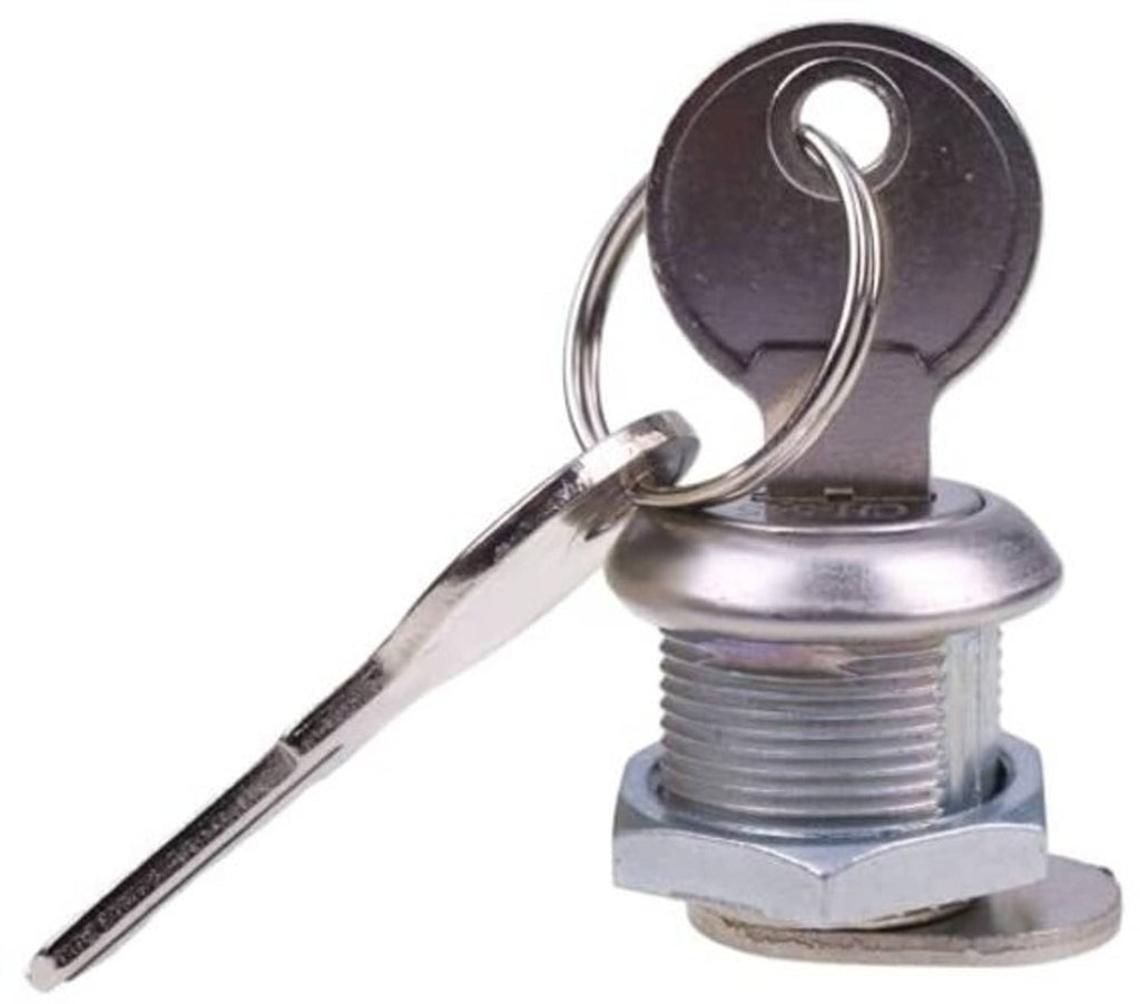 Metal lock cylinder with 2 keys, round keyway face and threaded mount