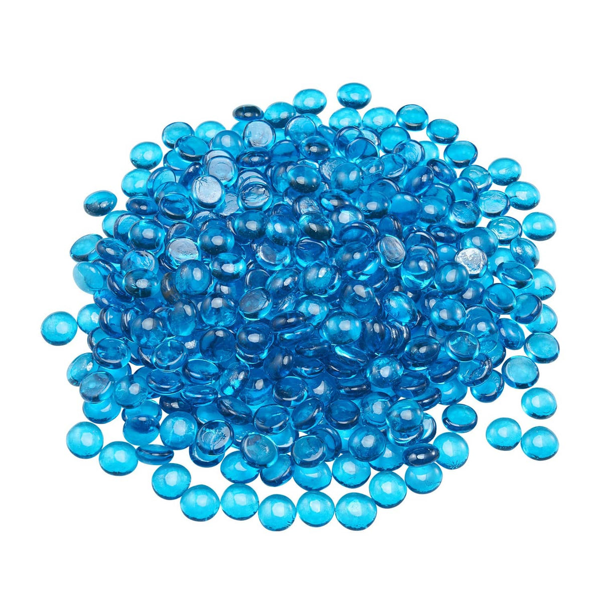 Uimoso blue fire pit glass rocks, 3/4-inch round pebbles in a pile