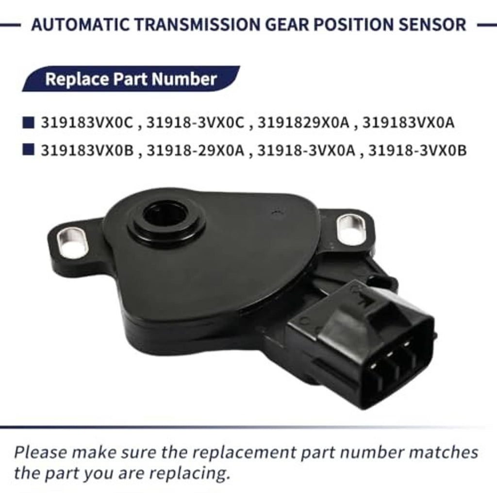 Black gear position sensor with side electrical connector housing and metal mounting brackets