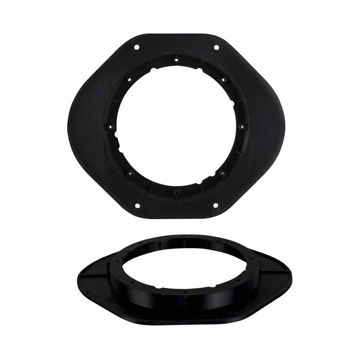 Black speaker mounting plates for 6–6.75 in speakers, with screw holes