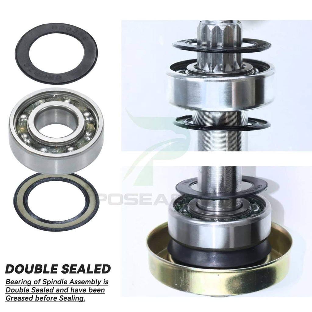 Sealed spindle bearing assembly with steel housing and black rubber seals