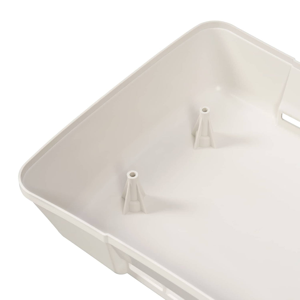 White refrigerator vent cover with internal mounting stand offs