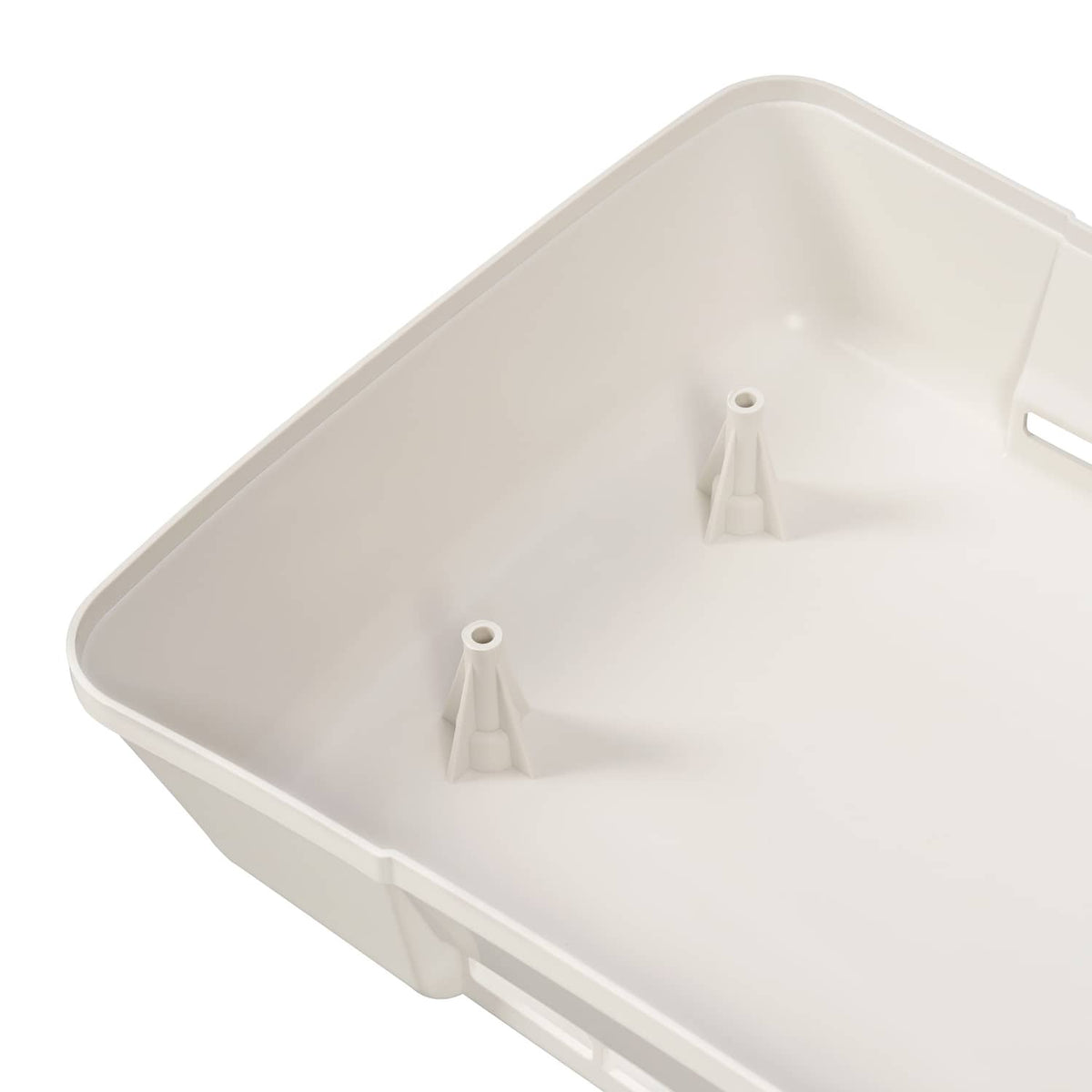 White refrigerator vent cover with internal mounting stand offs