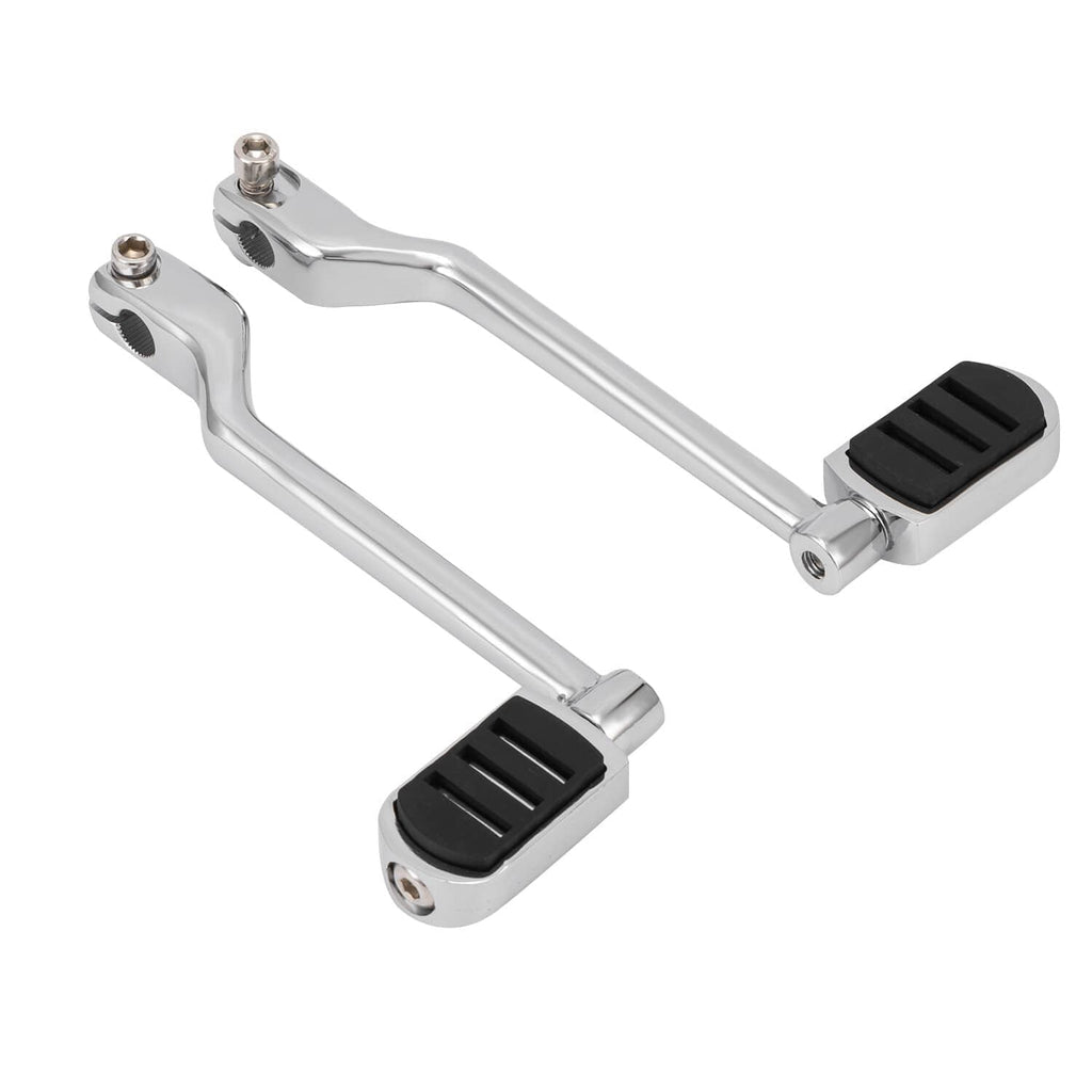 Motorcycle heel-toe shift lever kit with two black pedals and silver mounting points