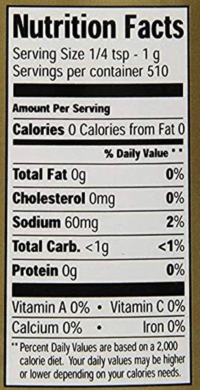 Garlic spread seasoning nutrition facts showing calories, fat, sodium, and protein