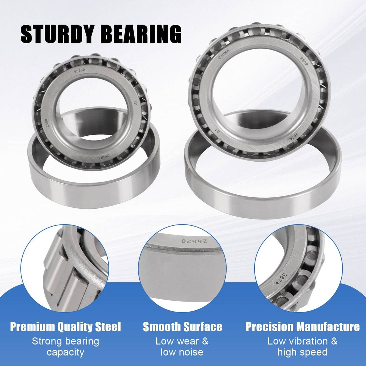 Trailer bearing kit: two steel roller bearings with outer races