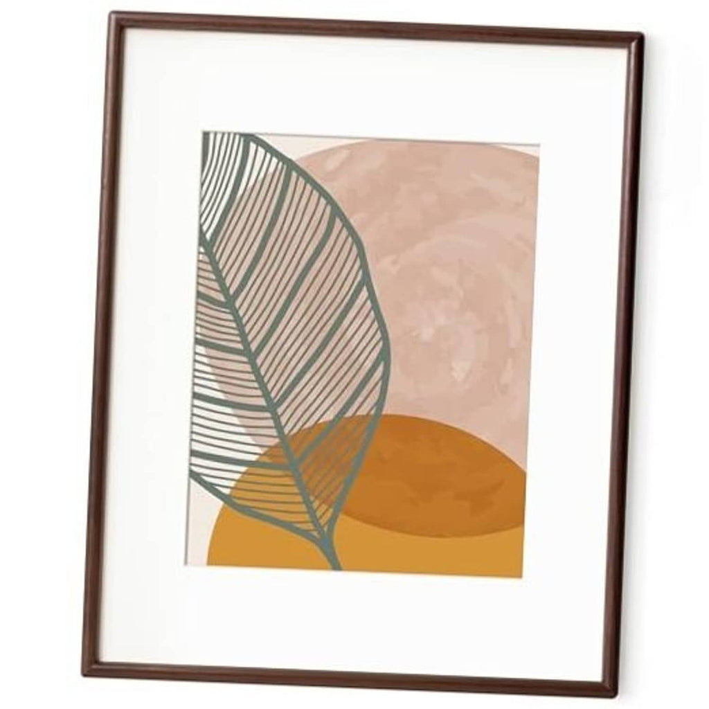 Walnut 16x20 picture frame with rounded corners and matted artwork, front view
