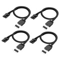 Black braided ARGB adapter cable with 4-pin to 3-pin connectors and split end