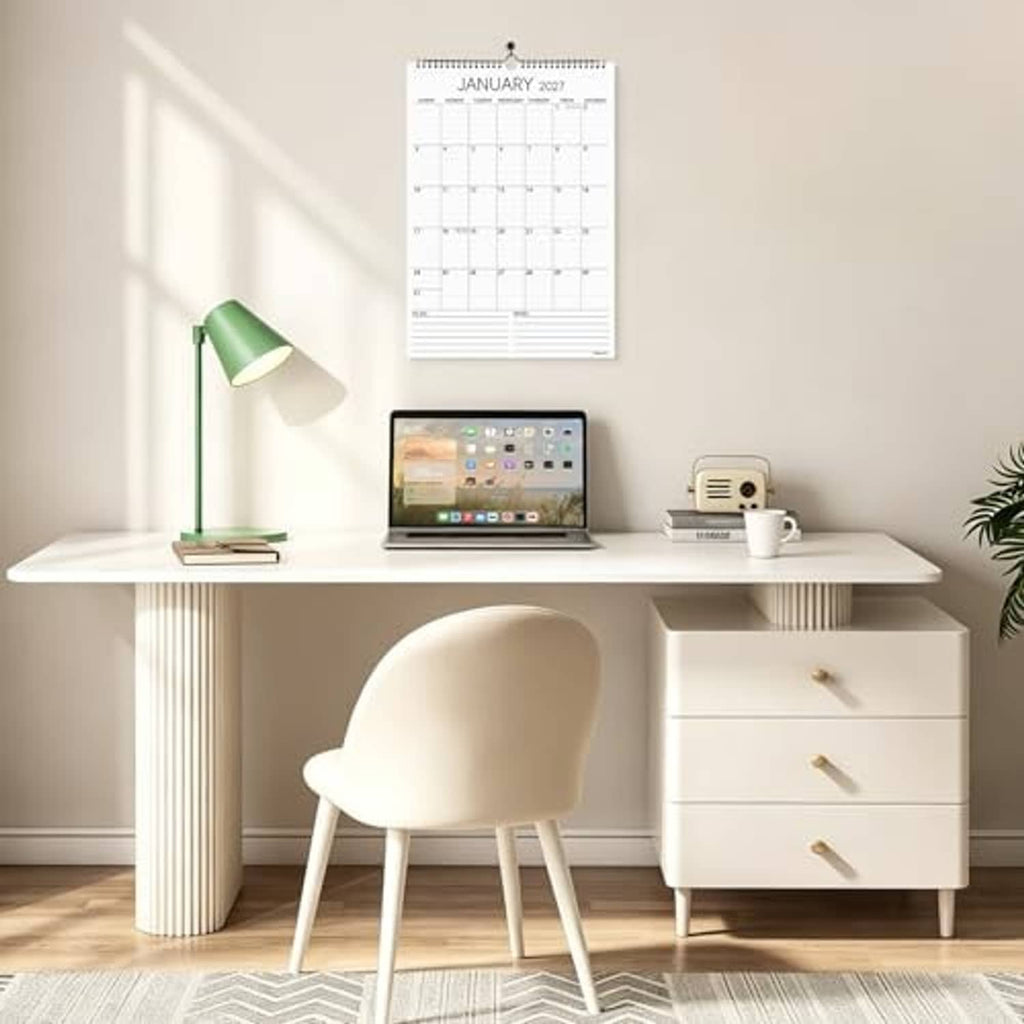 January 2027 wall calendar with monthly grid and ring binding top