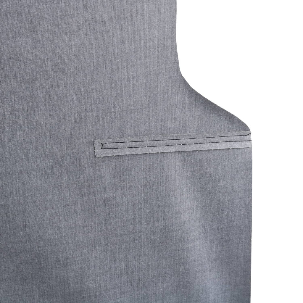 Rear trunk security shade, gray fabric with stitched edge seam
