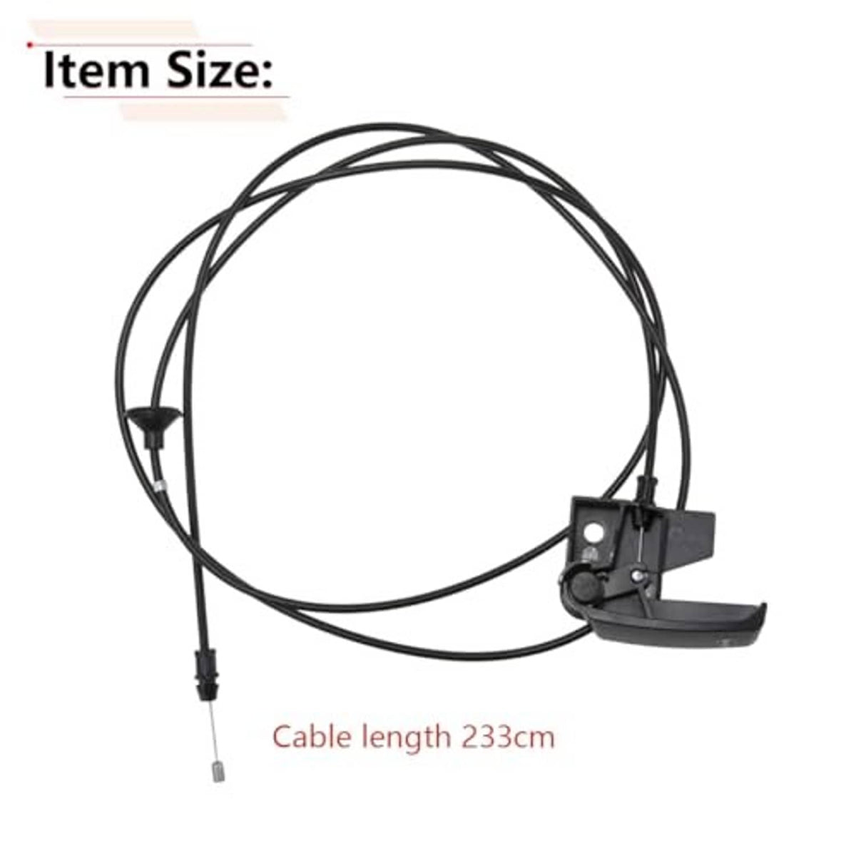 Hood release handle cable, black wire with gray latch handle