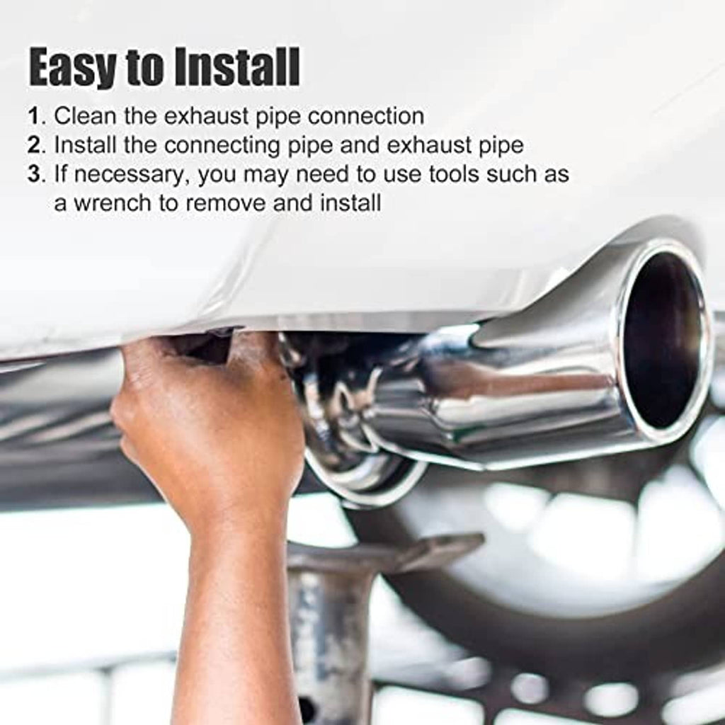 Stainless steel exhaust elbow bend fitting with round connection and installed pipe