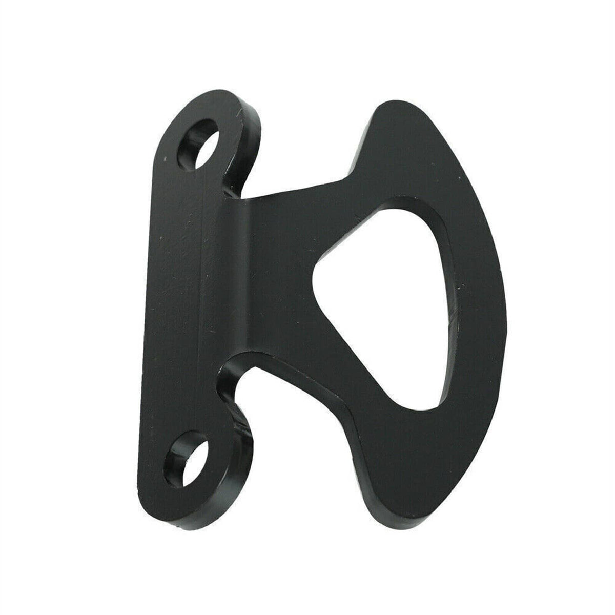 Black tie-down hook anchor bracket with mounting plates and open lace-up slot