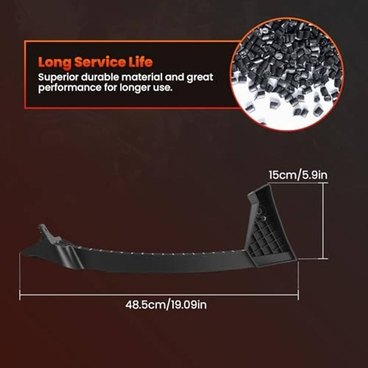 Black plastic front bumper headlight under bracket support with mounting tabs