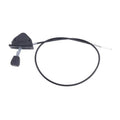 Throttle control lever with black cable and housing, for small engine mower.