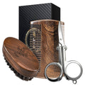 Beard grooming kit set with wooden brush, beard comb, and folding scissors