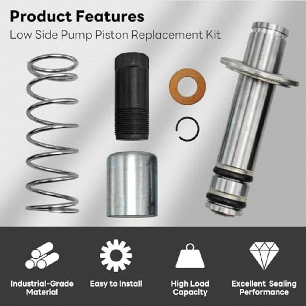 Hydraulic floor jack pump piston replacement kit set: spring, cylinder, plunger, seals