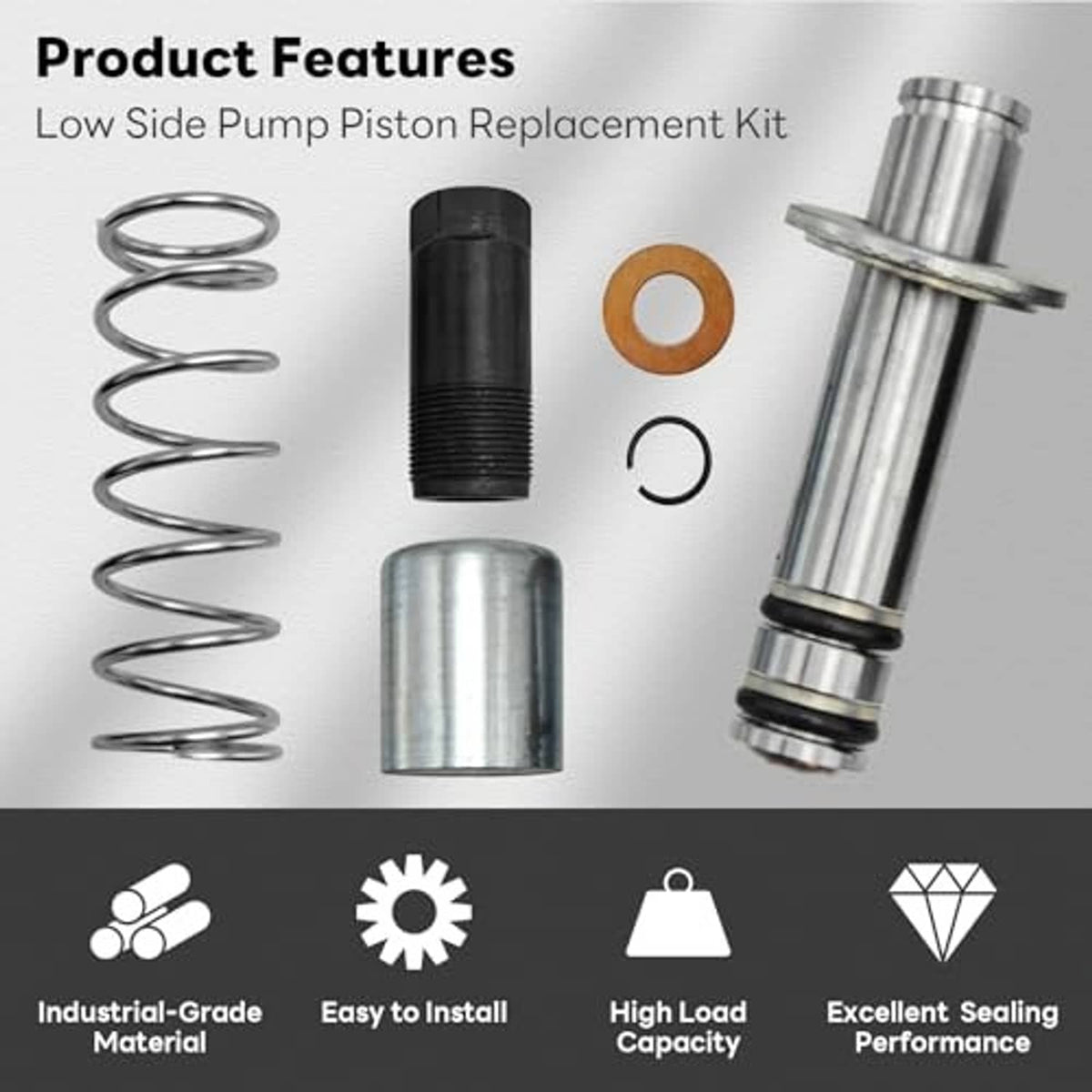 Hydraulic floor jack pump piston replacement kit set: spring, cylinder, plunger, seals