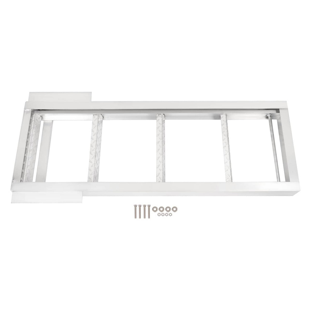 Aluminum under-deck boat ladder with four-step interior and cross supports