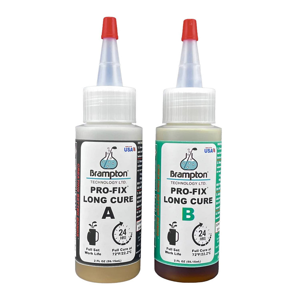 Golf epoxy bottles A and B with red caps, labeled PRO-FIX Long Cure