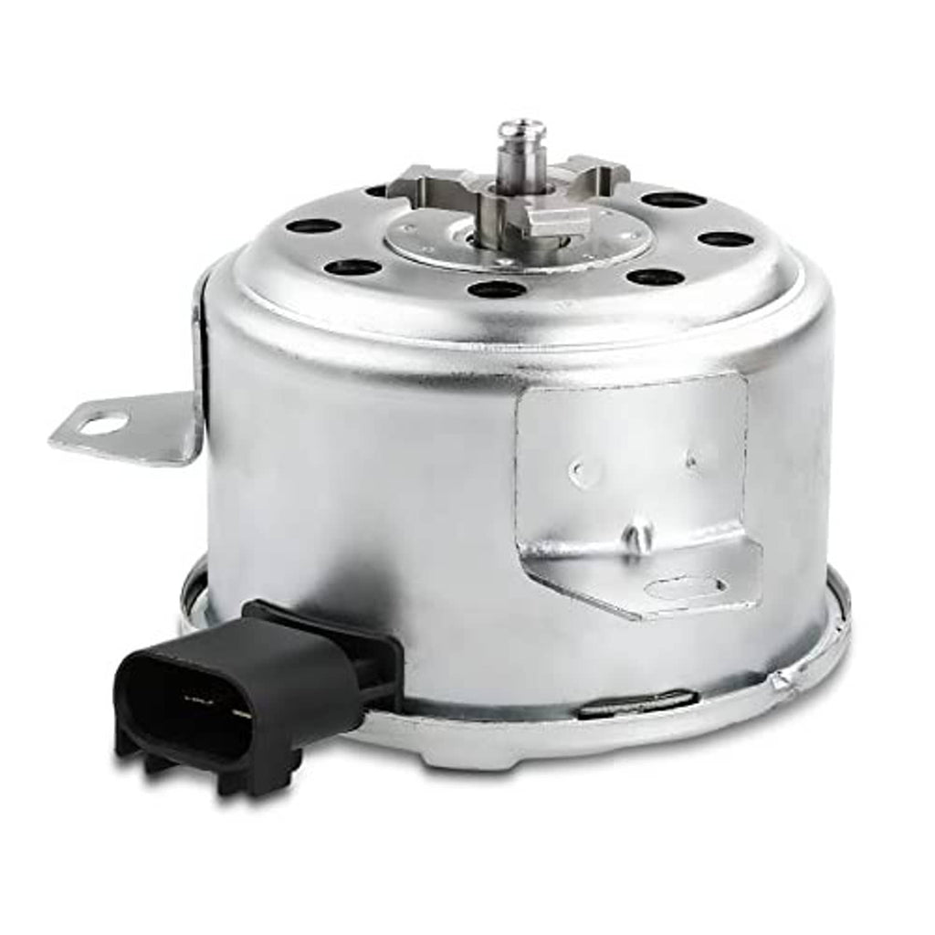 Radiator fan cooling motor, silver housing with top mounting shaft and black plug