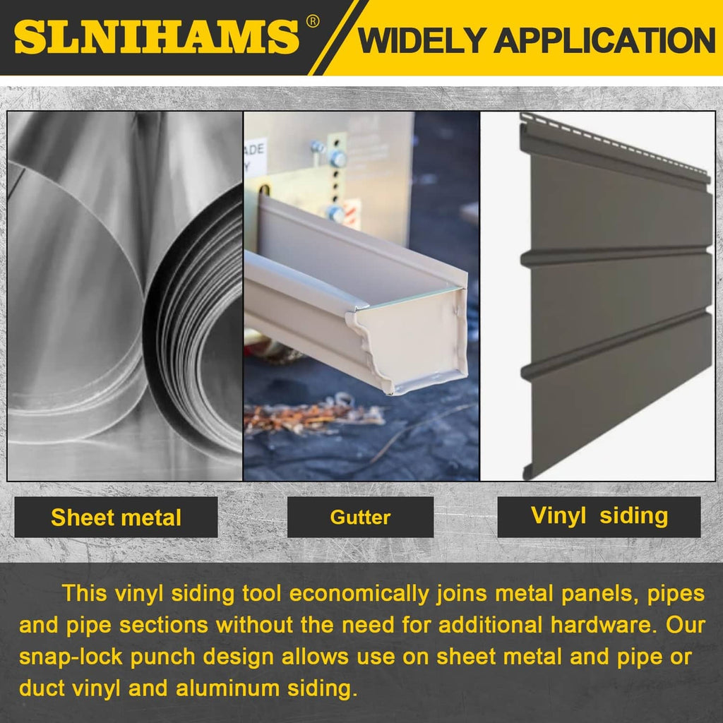 Snap lock punch tool used on sheet metal, gutter, and vinyl siding applications