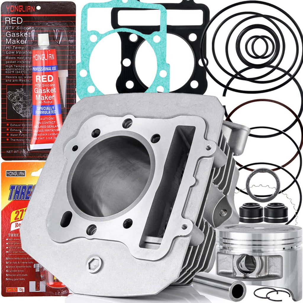 Cylinder piston top end rebuild kit with finned cylinder, piston, and seal rings