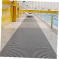 Dark gray PVC non-slip pool mat runner with raised grid texture