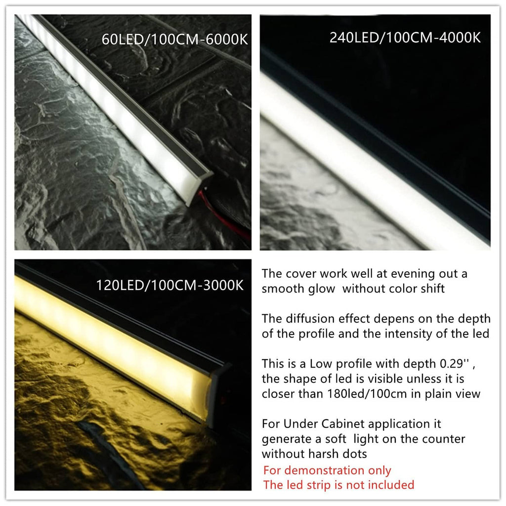LED diffuser channel producing smooth, even light glow with reduced visible spots