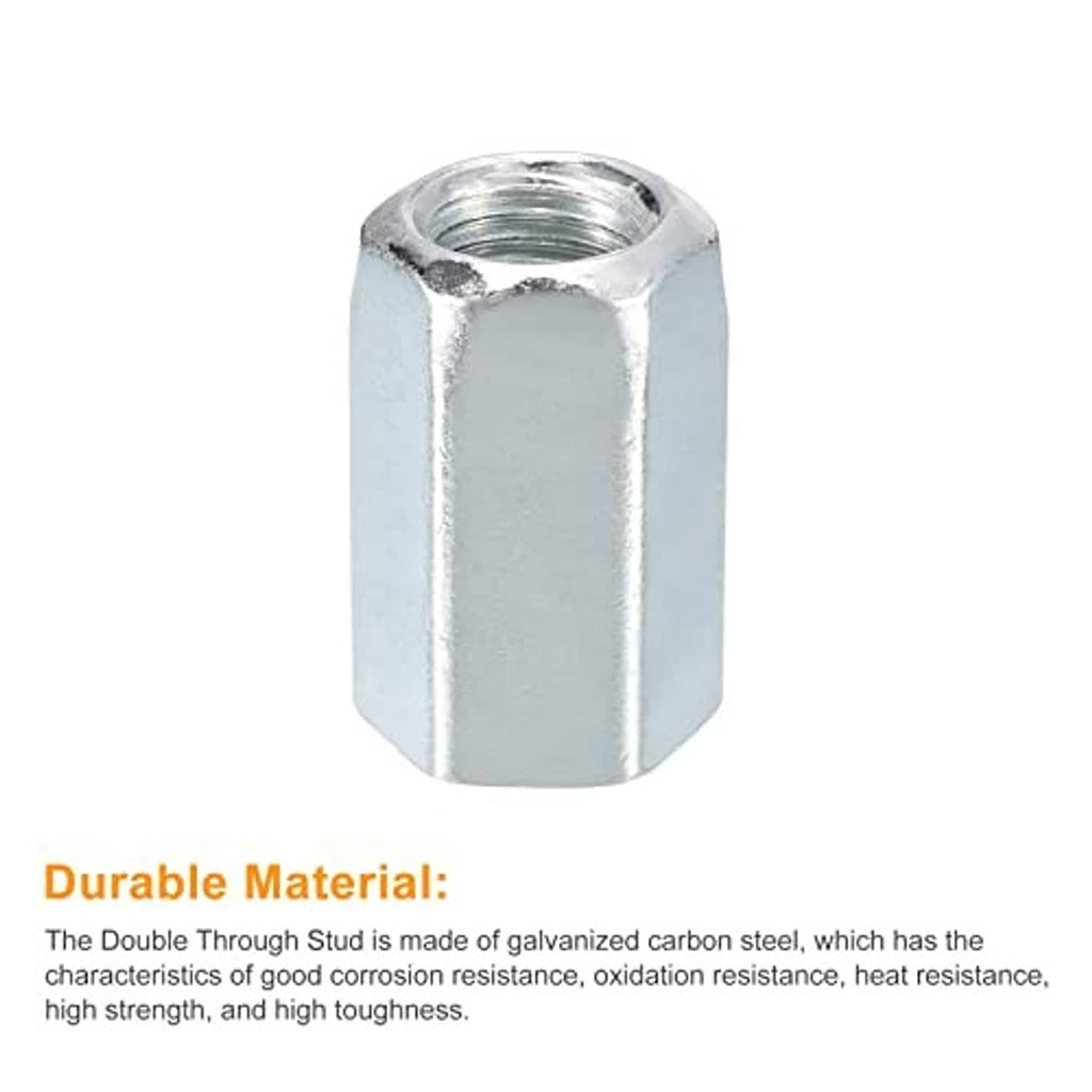 Galvanized hex coupling nut with internal threaded hole, carbon steel