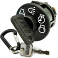 Black 4-position ignition key switch with key ring and metal key blade