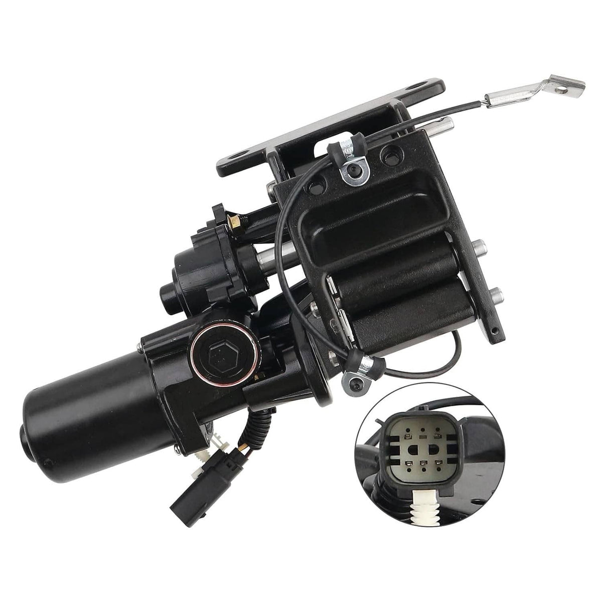 Power running board motor assembly with bracket, black cylinder motor and wiring